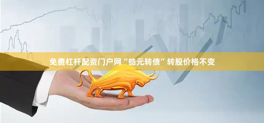 免费杠杆配资门户网“皓元转债”转股价格不变