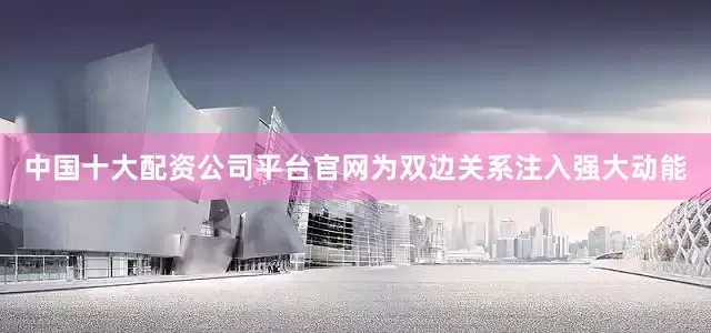 中国十大配资公司平台官网为双边关系注入强大动能